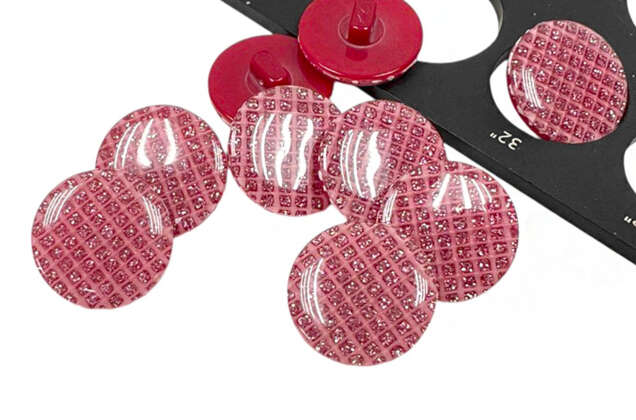 Пуговица пластик на ножке CB3320, розовая, 20 мм