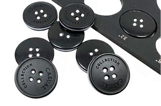 Пуговица пластик CB3679, 4 прокола, черная, 20 мм