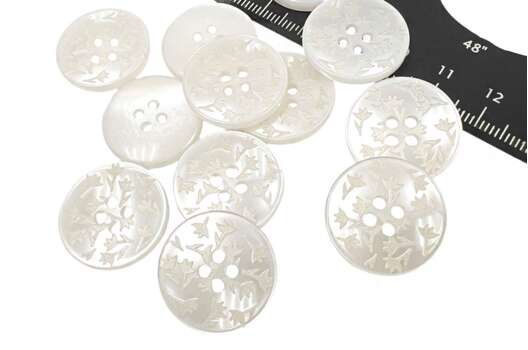 Пуговица пластик CN2504, 4 прокола, белая, 21 мм
