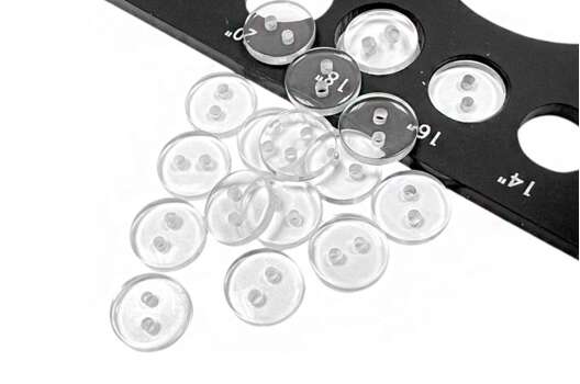 Пуговица пластик CXK-22, 2 прокола, прозрачная, 10 мм