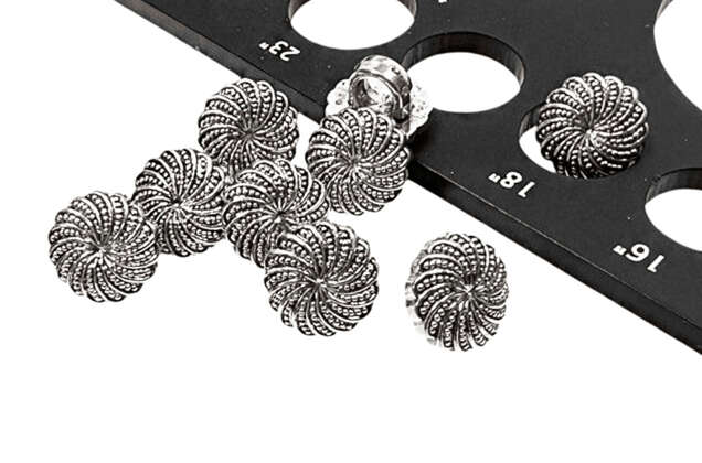 Пуговица пластиковая на ножке LA1716, состаренное серебро, 11.5 мм