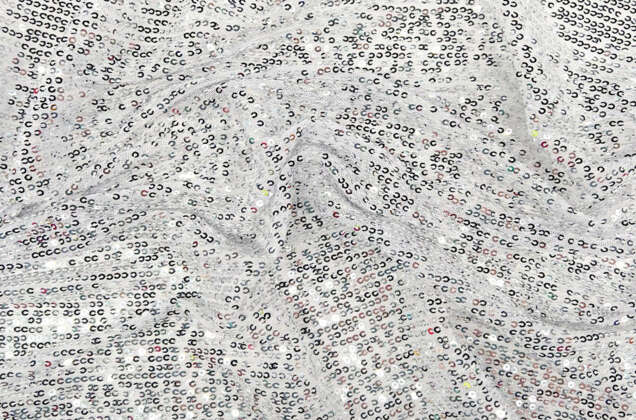 Пайетки на сетке-полосы 2 мм, серебряные на белом, 135 см 3