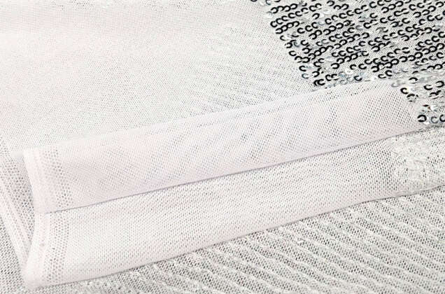 Пайетки на сетке-полосы 2 мм, серебряные на белом, 135 см 4