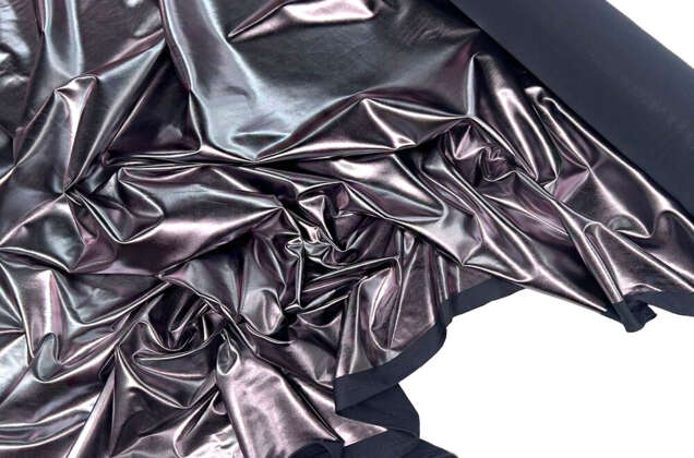 Парча стрейч, темное серебро с розовым подтоном, 170 гр