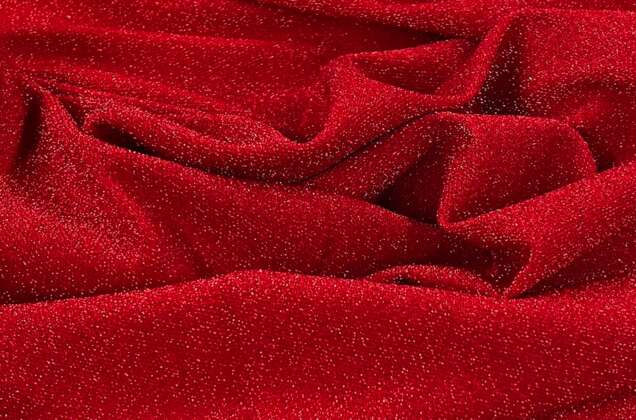 Трикотаж металлик махровый TERRY, красный 2