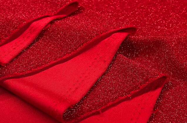 Трикотаж металлик махровый TERRY, красный 3