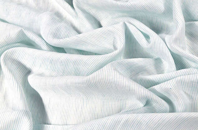 Лен сорочечный 03С68 (8) с эффектом мятости, Полоска мелкая бело-голубая 1