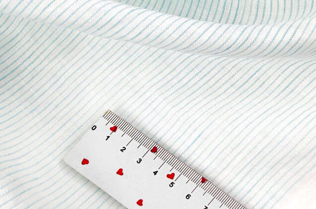 Лен сорочечный 03С68 (8) с эффектом мятости, Полоска мелкая бело-голубая 2