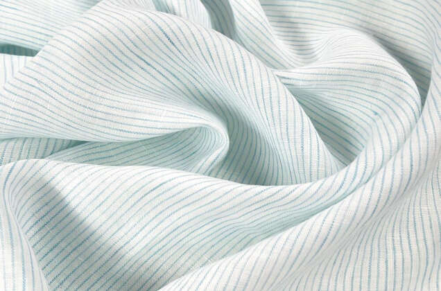 Лен сорочечный 03С68 (8) с эффектом мятости, Полоска мелкая бело-голубая 3