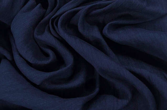 Лен с вискозой сорочечный 19C377 (999) с эффектом мятости, сорт 1, темно-синий