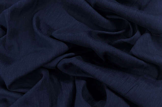 Лен с вискозой сорочечный 19C377 (999) с эффектом мятости, сорт 1, темно-синий 2
