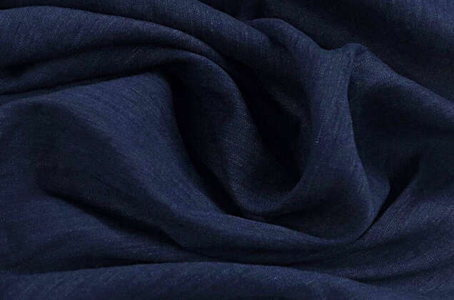 Лен с вискозой сорочечный 19C377 (999) с эффектом мятости, сорт 1, темно-синий 3