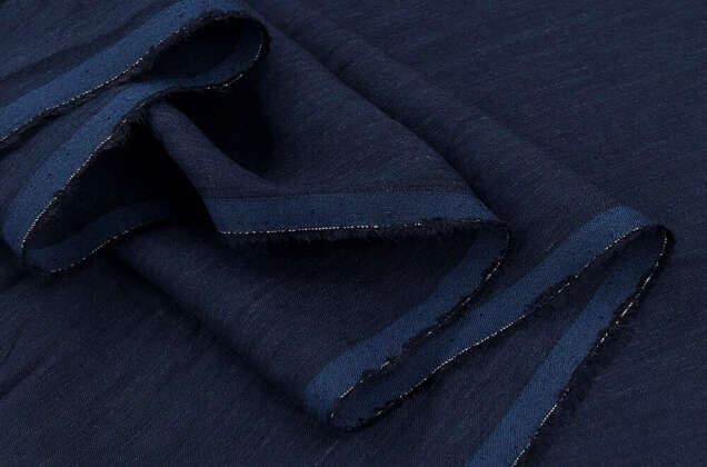 Лен с вискозой сорочечный 19C377 (999) с эффектом мятости, сорт 1, темно-синий 4