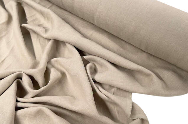 Лен костюмный c эффектом мятости 4С33 (394), натуральный 2