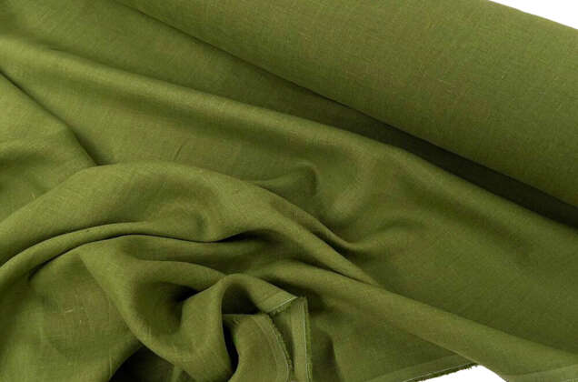 Лен костюмный c эффектом мятости 4С33 (1349), зеленый