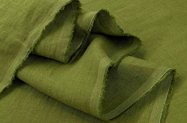 Лен костюмный c эффектом мятости 4С33 (1349), зеленый 4