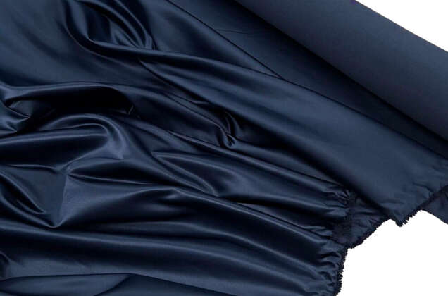 Свадебный сатин (прокатный атлас), темно-синий, Китай