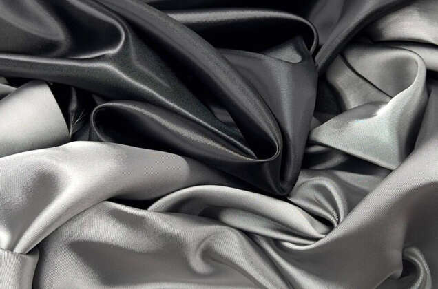 Подкладка атласная с вискозой (S134/34), черно-серебристая