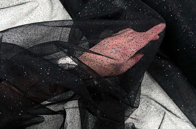 Фатин с глиттером Angel, черный с черным глиттером, 300 см, арт.52/1