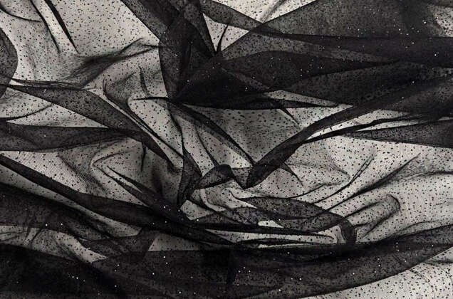 Фатин с глиттером Angel, черный с черным глиттером, 300 см, арт.52/1 1