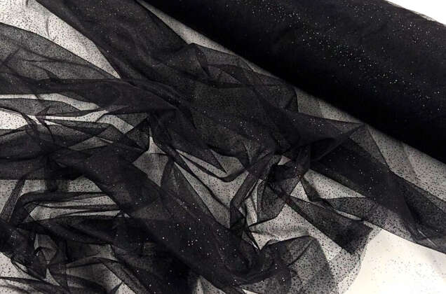 Фатин с глиттером Angel, черный с черным глиттером, 300 см, арт.52/1 2