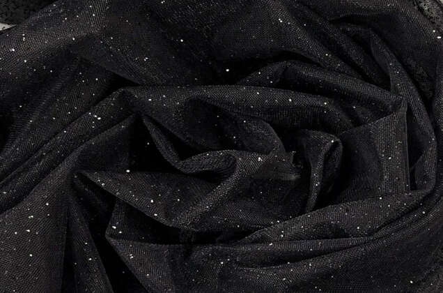 Фатин с глиттером Angel, черный с черным глиттером, 300 см, арт.52/1 4