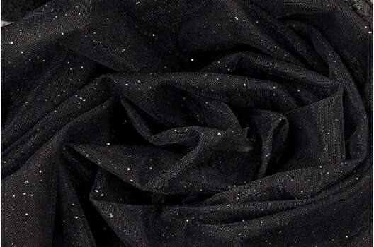 Фатин с глиттером Angel, черный с черным глиттером, 300 см, арт.52/1