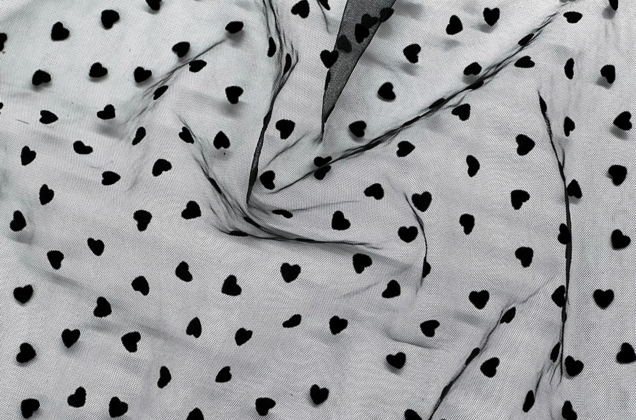 Сетка черная с черными сердечками 2