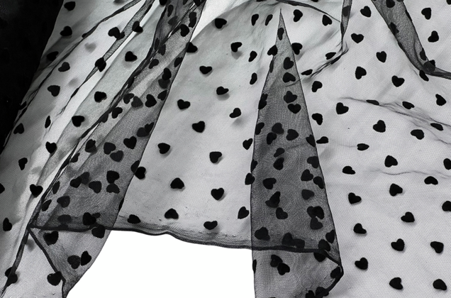 Сетка черная с черными сердечками 3