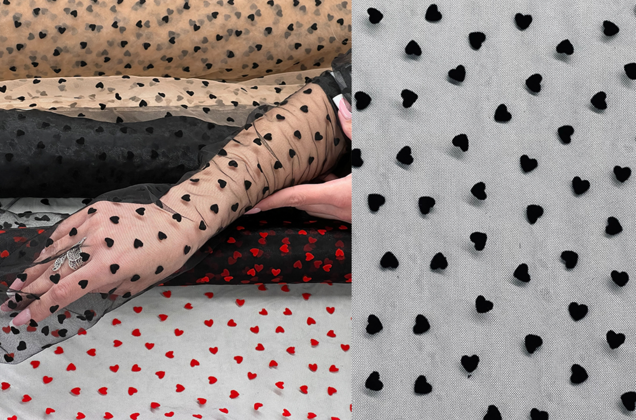 Сетка черная с черными сердечками 4