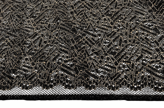 Кружевное полотно черное с золотым глиттером 3