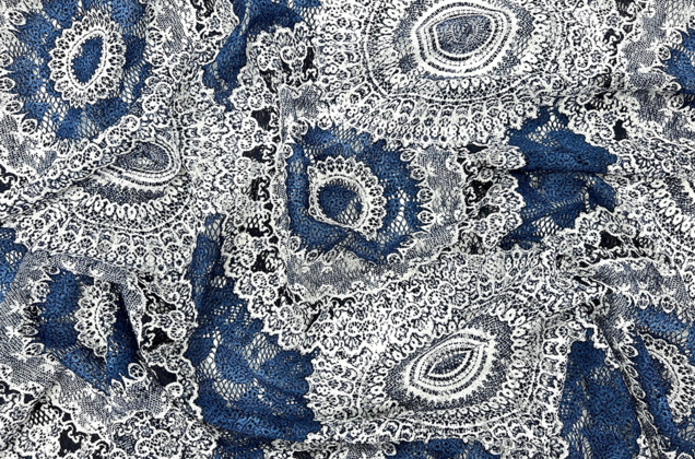 Кружевное полотно темно-синее с белым, Ажурные круги 1