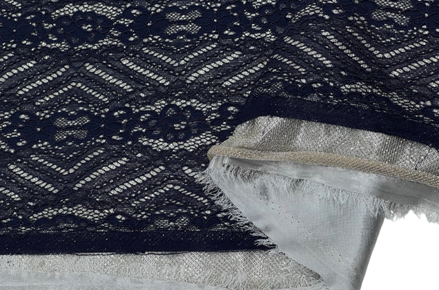 Кружево на атласе, темно-синего цвета 4