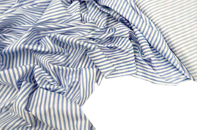 Рубашечный хлопок, двойная голубая полоска на белом (193812), Италия 2