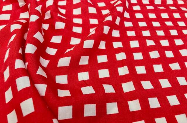 Штапель, Белые квадраты 1 см на красном 1