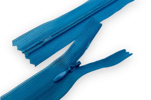 Молния потайная ярко-голубая, тип 3, неразъемная, 18 см, Китай