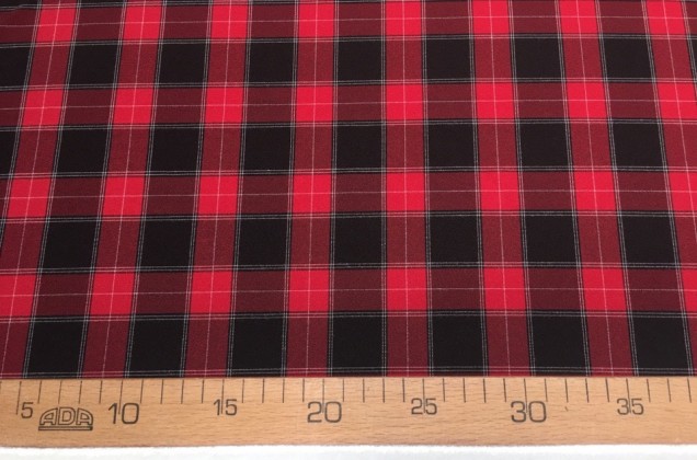 Костюмная ткань Пикачу, черно-бордовые квадраты 2