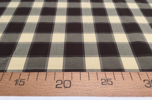 Костюмная ткань Пикачу, коричнево-бежевые квадраты 3