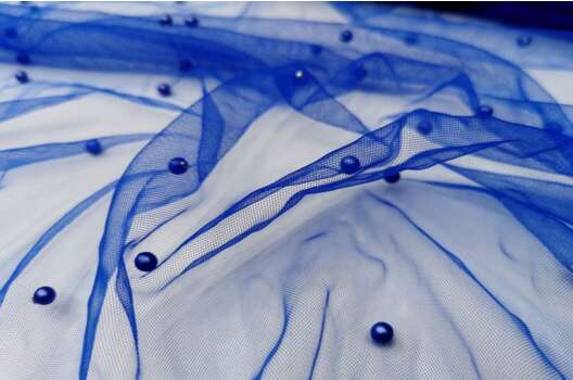 Сетка с бусинами, васильковая