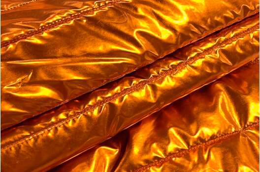 Курточная ткань на синтепоне, Полосы 6.5 см оранжевые глянцевые