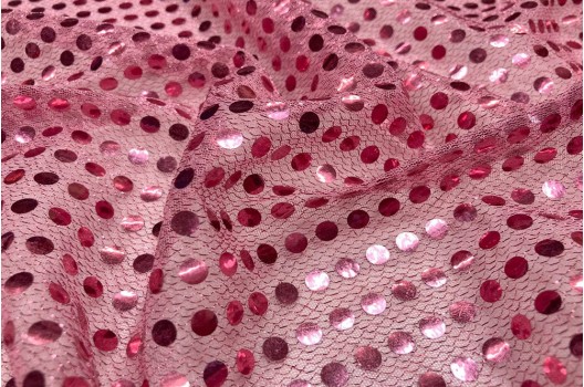 Пайеточная ткань Копейка, розовый
