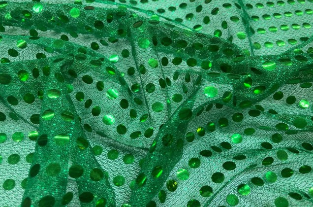 Пайеточная ткань Копейка, зеленый
