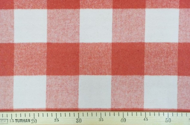 Пальтовая ткань двухсторонняя Клетка оранжевая (д3) 2