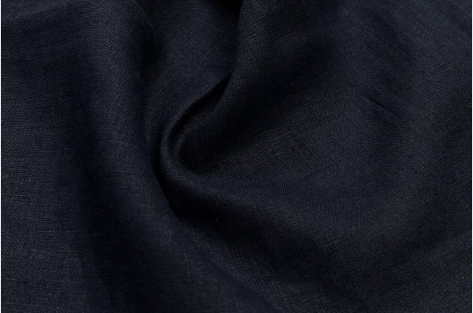 Лен костюмный с эффектом мятости 4С33 (999), темно-синий