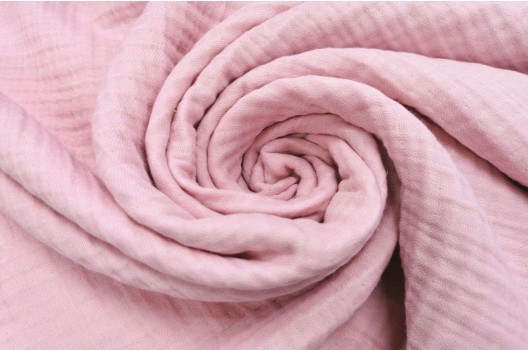 Муслин четырехслойный жатый 185 см, розового цвета
