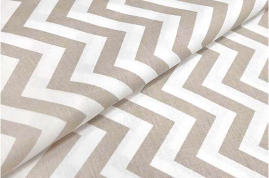Ранфорс (поплин LUX) 240 см, Бело-бежевые зигзаги