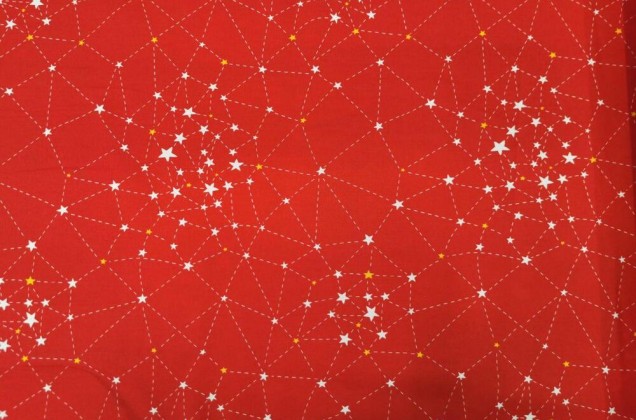 Ранфорс (поплин LUX) 240 см, Созвездия на красном фоне 3