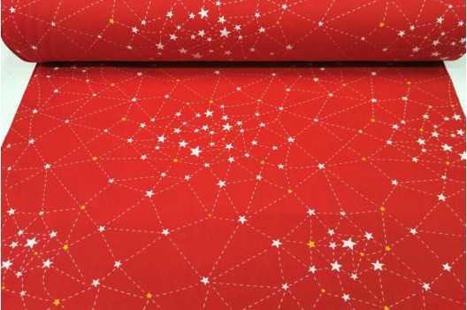 Ранфорс (поплин LUX) 240 см, Созвездия на красном фоне