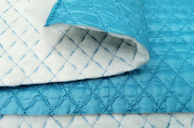 Курточная ткань на синтепоне бирюзово-голубой цвет 1