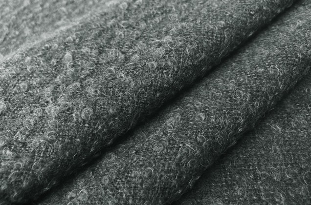 Ткань костюмно-пальтовая Букле с шерстью, серая, Италия 2